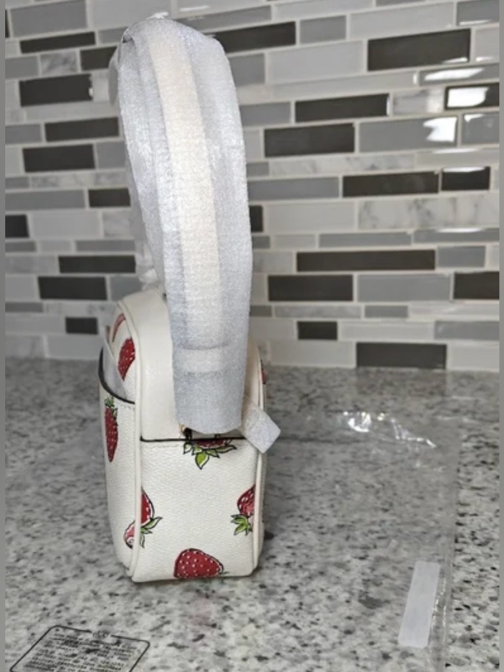N W T Coach NWT White Strawberry Print Crossbody Bag with Red Accents - Picture 5 of 5